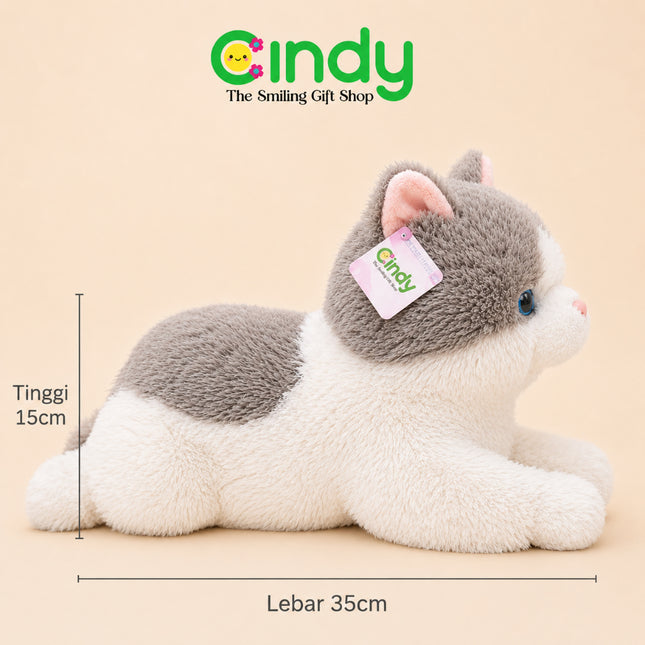Cindy Boneka Kucing Lucu Plush Doll Empuk Lembut - Boneka Cat Laying Kado Ulang Tahun