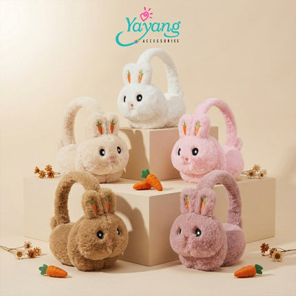 Yayang Earmuff Bulu Kelinci Anak Lucu Penutup Telinga Musim Dingin Bunny Double CarrotPlush Hangat