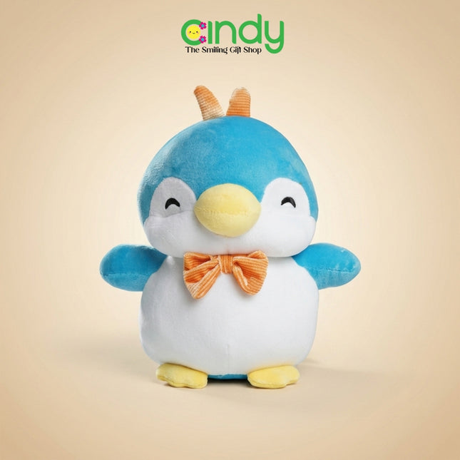 Cindy Boneka Hewan Karakter Penguin Bulat Aksen Dasi Pita Soft Plush