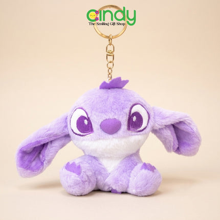 Cindy Gantungan Kunci Boneka Karakter Disney Stitch & Angel Fluffy Plush Keychain