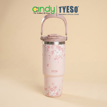 Tyeso Tumbler Flora Series Collection Insulated Soft Pink Stainless Steel Vacuum Cup BPA FREE TS01024