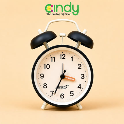 Cindy Jam Weker Analog Twin Bell Alarm Clock Meja Kamar Vintage Estetik