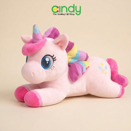 Cindy Special Bundle Boneka Lying Unicorn Rainbow Plush Doll Set Isi 2