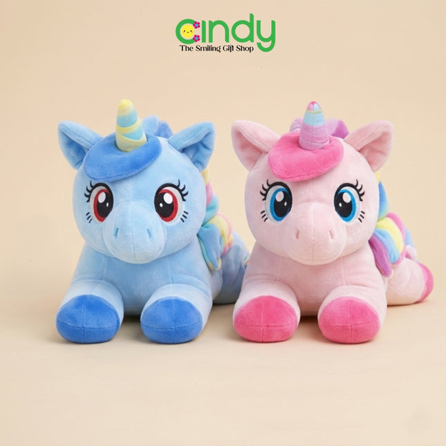 Cindy Special Bundle Boneka Lying Unicorn Rainbow Plush Doll Set Isi 2