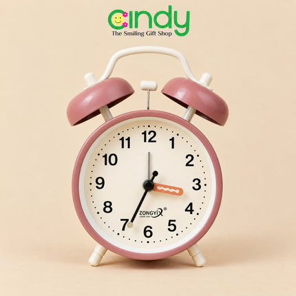 Cindy Jam Weker Analog Twin Bell Alarm Clock Meja Kamar Vintage Estetik