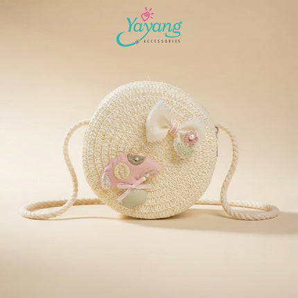 Yayang Tas Selempang Anak Rajut Bulat Motif Jamur Tas Fashion Anak Perempuan Estetik