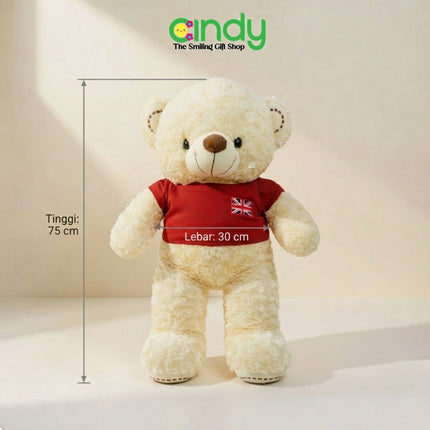 Cindy Boneka Teddy Bear Plush Toy Lucu Lembut – Boneka Beruang Kaos Merah untuk Kado & Anak