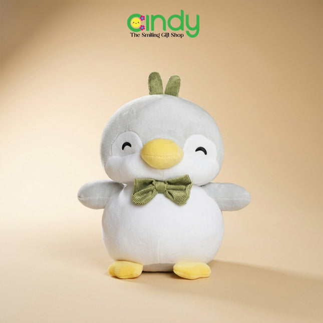 Cindy Boneka Hewan Karakter Penguin Bulat Aksen Dasi Pita Soft Plush