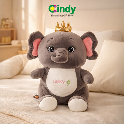 Cindy Boneka Gajah Plush Toys Mahkota -  Boneka Anak Lucu Lembut Hadiah Ulang Tahun