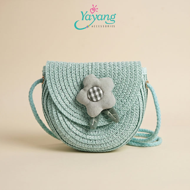 Yayang Tas Selempang Anak Perempuan Rajut Bunga Lucu Mini Bag Korean Style
