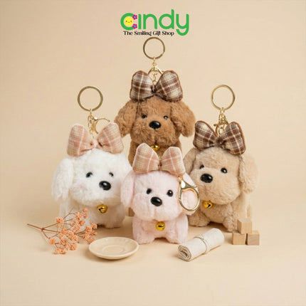 Cindy Gantungan Kunci Boneka Anjing Lucu Plush Keychain Puppy Cute Doll Tas Backpack Aksesoris Wanita Anak