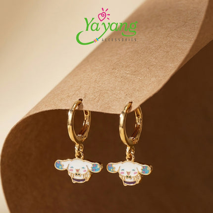 Yayang Anting Ring Gantung Anak & Remaja Charm Enamel Sanrio Cinnamoroll Gold & Silver