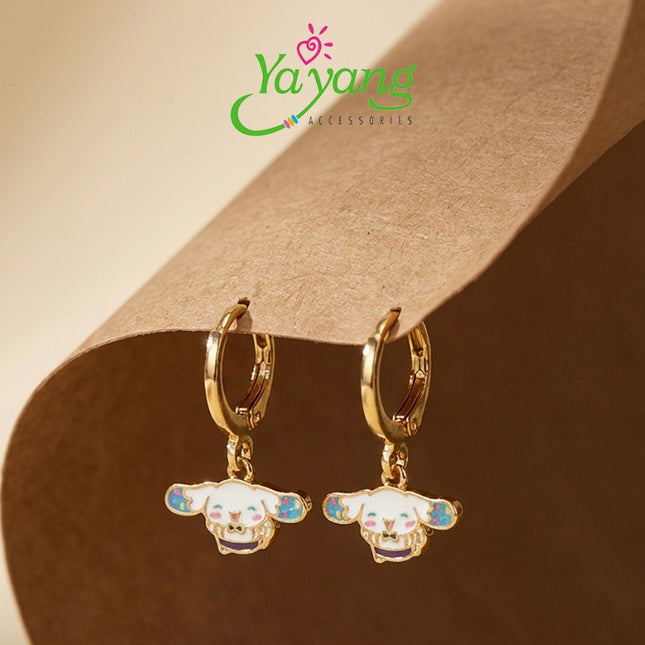 Yayang Anting Ring Gantung Anak & Remaja Charm Enamel Sanrio Cinnamoroll Gold & Silver