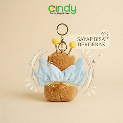 Cindy Gantungan Kunci Boneka Lebah Lucu Sayap Bergerak Plush Bee Keychain Bag Charm Tas Anak