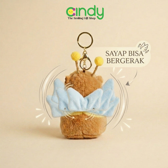 Cindy Gantungan Kunci Boneka Lebah Lucu Sayap Bergerak Plush Bee Keychain Bag Charm Tas Anak