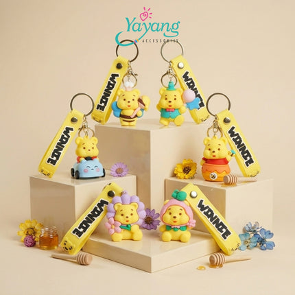 Yayang Gantungan Kunci Boneka Beruang Pooh Lucu Keychain Tas Ransel Aksesoris Kunci Mobil Character Bear Cute Pooh