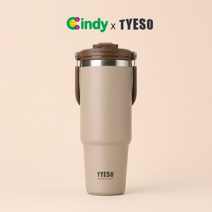 TYESO Roam Tumbler Portable 900 ml TS-01024 Double Vacuum Insulated Stainless Steel Mug Anti Bocor Anti Licin Insulasi Vakum Dinding Ganda
