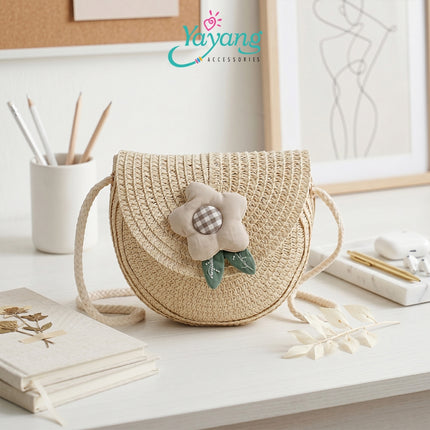 Yayang Tas Selempang Anak Perempuan Rajut Bunga Lucu Mini Bag Korean Style