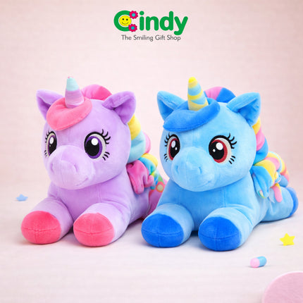 [SPECIAL BUNDLE ] Cindy Boneka Lying Unicorn Size Small - Boneka Kuda Poni Soft Plush Super Lembut Mainan Kado
