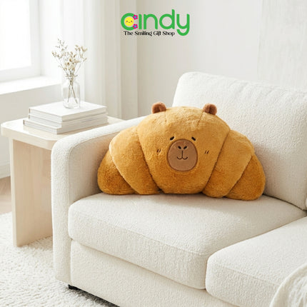 Cindy Bantal Plush Capybara Croissant  Boneka Bantal Lucu Empuk Estetik Kawaii Sofa Tidur