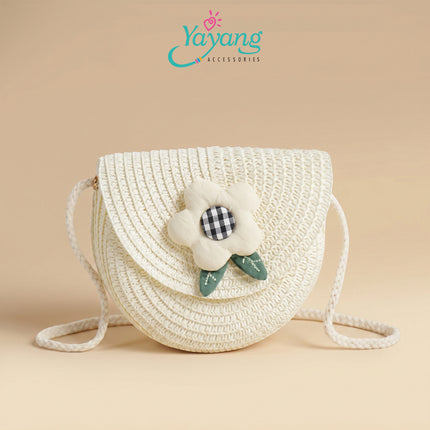 Yayang Tas Selempang Anak Perempuan Rajut Bunga Lucu Mini Bag Korean Style