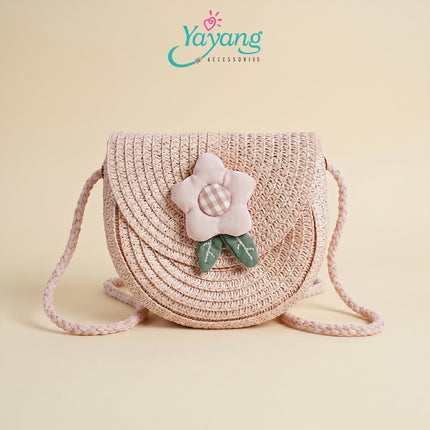 Yayang Tas Selempang Anak Perempuan Rajut Bunga Lucu Mini Bag Korean Style