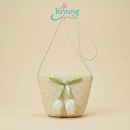 Yayang Tas Anak Perempuan Anyam Mini Sling Bag Bunga Tulip Korean Fashion Lucu