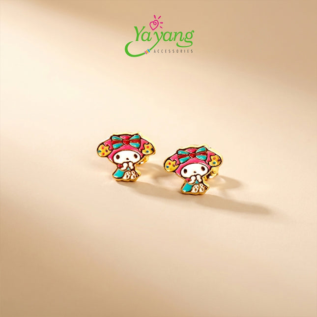Yayang Anting Tusuk Anak & Remaja Sanrio Enamel Kuromi My Melody Cinnamoroll Gold & Silver