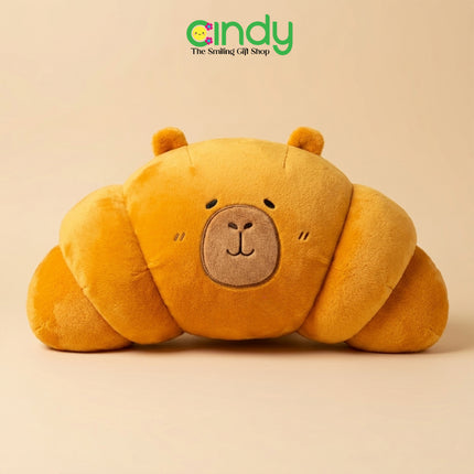 Cindy Bantal Plush Capybara Croissant  Boneka Bantal Lucu Empuk Estetik Kawaii Sofa Tidur