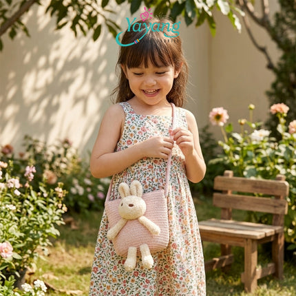 Yayang Tas Selempang Jerami  Anak Perempuan Boneka Kelinci Rajut Tas Anak Lucu Korean Style Tas Fashion Anak Cute Bunny Bag
