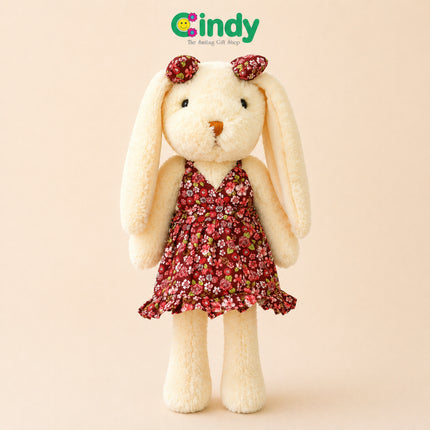Cindy Boneka Kelinci Gaun Merah Cantik – Bunny Plush Toy Lembut Hadiah Anak & Kado Lucu
