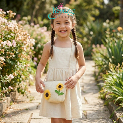 Yayang Tas Selempang Jerami Anak Perempuan Bunga Matahari Rajut Tas Anak Lucu Korean Style Tas Fashion Anak Sunflower Bag